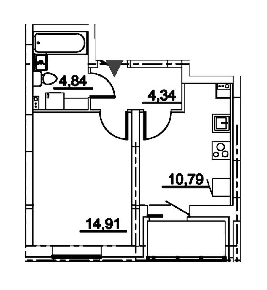 Однокомнатная квартира в : площадь 36.46 м2 , этаж: 2 – купить в Санкт-Петербурге